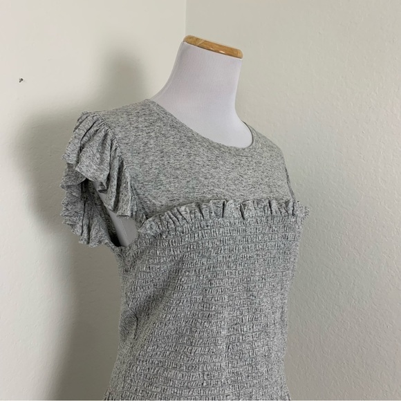 Rebecca Taylor Smocked Ruffle Flax Rayon Jersey Top Stretch Jersey Size Large - Picture 10 of 16